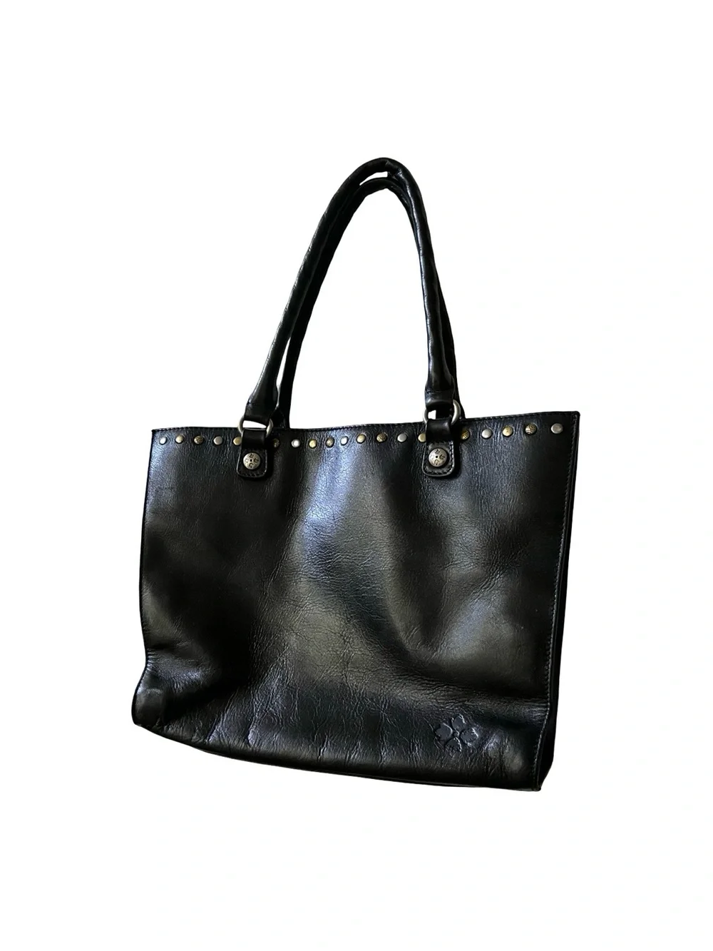 Patricia Nash Zancona Black Leather Studded Trim Tote Shoulder Bag - Picture 2 of 8
